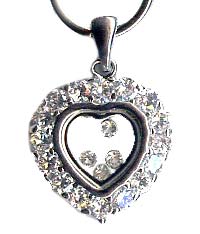 Sterling Silver Heart with Cubic Zirconia Diamonds