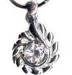 Sterling Silver Pear Shaped Pendant with Cubic Zirconia Diamonds