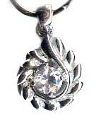 Sterling Silver Pear Shaped Pendant with Cubic Zirconia Diamonds